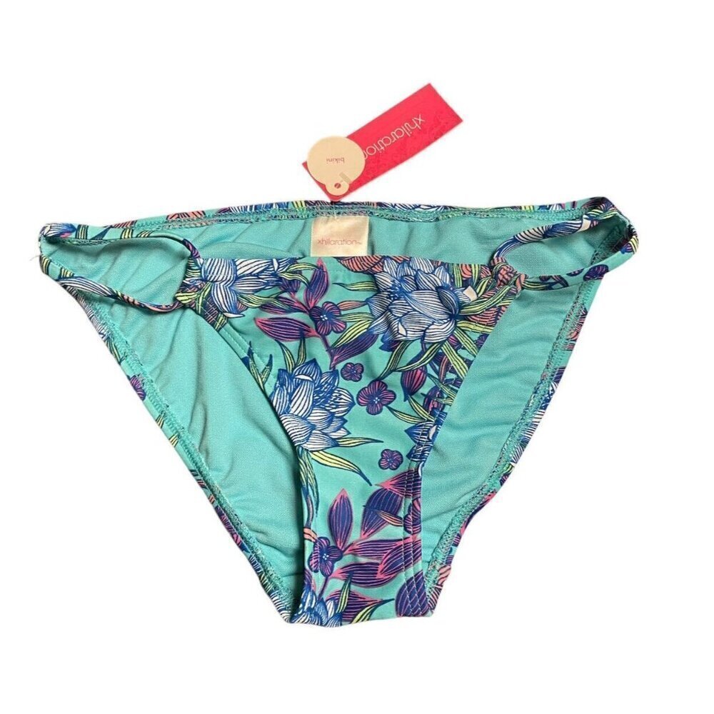 NWT Xhilaration Blue Floral Bikini Bottom Swimwear Women's Ladies Size XS